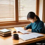 이벤트기획 자격증 취득 노하우 - A modern Japanese study room scene with a young Japanese adult diligently managing a study schedule ...